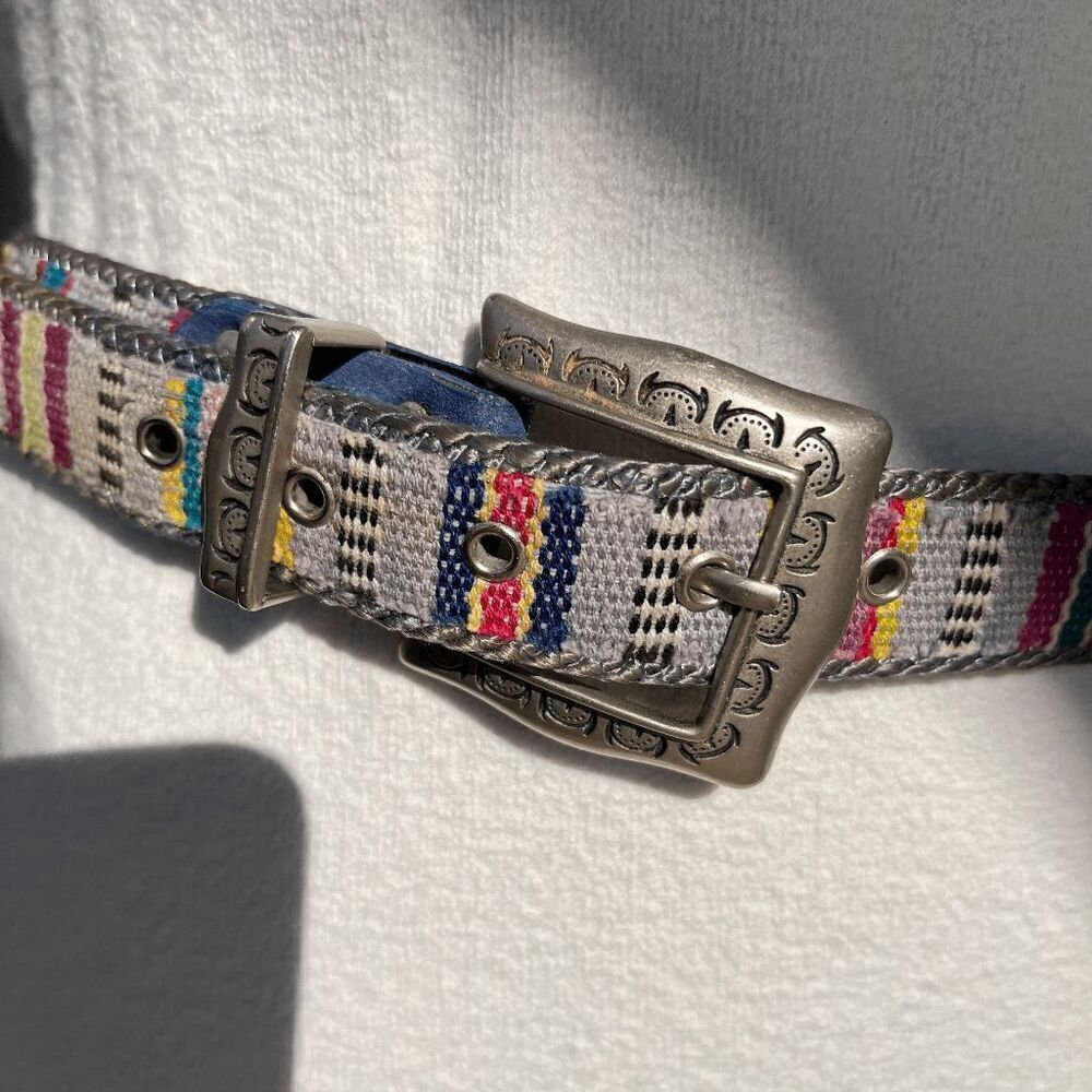 Vintage Elite Southwestern Woven Belt w/ Century Canada Silver Buckle - L - Picture 5 of 8